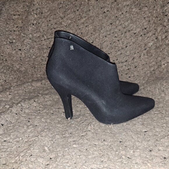 MELISSA-Drama-Black Flocked Jelly-Pointed Toe Heel Ankle Boots-Sz 8-Excellent - Picture 5 of 8